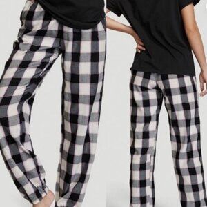 LADIES SIZE M VICTORIA'S SECRET BLACK WHITE PINK SPARKLE LIGHTWEIGHT SLEEP PANTS